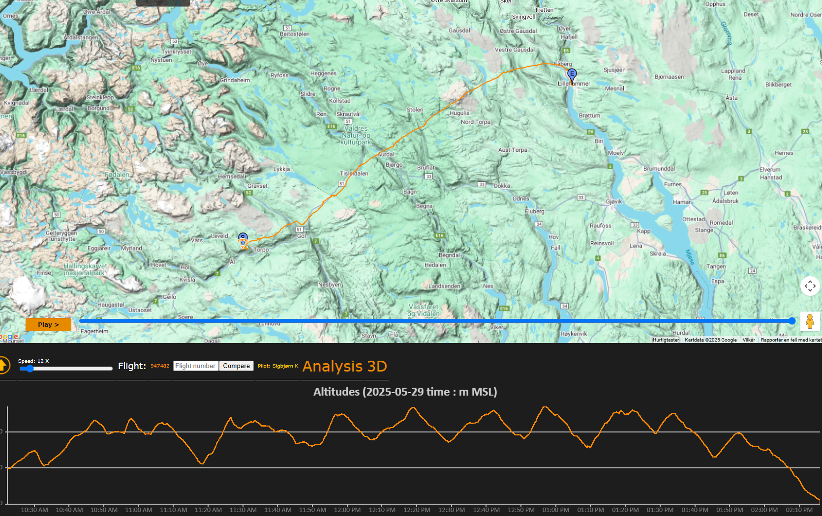 Utdrag fra Flightlog